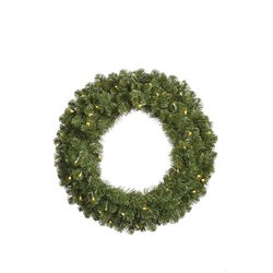 12 Foot Grand Teton Artificial Christmas Wreath with 4380 PVC Tips and 1800 Warm White LED Wide Angle Lights