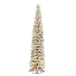 7.5' X 22" Snowy Flocked Artificial Pre-Lit Alpine Tree with 1980 Warm White Multi-Function 3mm C...
