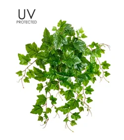 19" Outdoor UV Protected PVC Grape Leaf Bush  Green