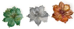 9 Inch X 4 Inch Antique Magnolia Clip Ornament | Antiqued Rose Gold, Silver, Or Teal