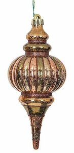 10 INCH ROSE GOLD/CHAMPAGNE/OLIVE GREEN MERCURY GLASS FINISH CALABASH FINIAL