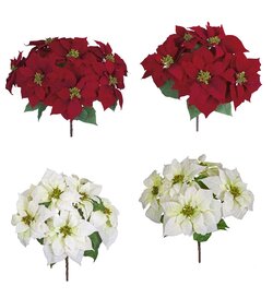 VELVET RED Or White FABRIC Poinsettia Bushes