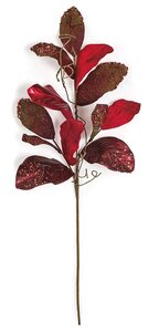 36 Inch Metallic/Glittered Red Magnolia Spray with Twigs