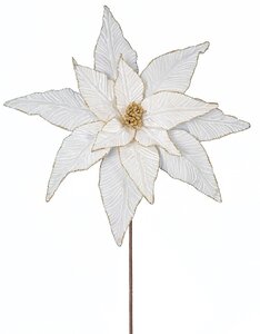 22 inches VELVET IVORY POINSETTIA WITH GOLD GLITTER TRIM