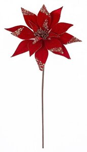 22 INCH RED VELVET/SEQUINED POINSETTIA SPRAY