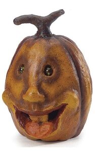 10 inches Resin Jack-O-Lantern with Jewel Eyes - Orange