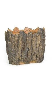 10 inches x 4.75 inches x 9 inches Resin Oval Bark Vase - Brown