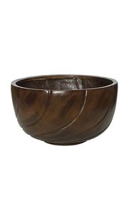 11 inches Fiberglass Bowl Pot - Wood Look