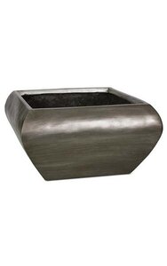 11.5 inches Fiberglass Square Pot - 13 inches Bottom Width - Antique Silver