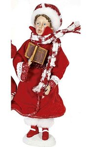 12 inches Standing Caroler Son - Red/White