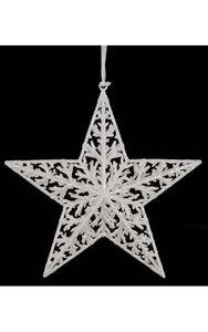 12 inches Glittered Star Ornament - White