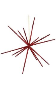 14 inches Plastic Glittered Star Ornament - Assembly Required - Red