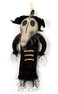 15 inches Hanging Nightmare Witch with Stake Feet - Black/Brown