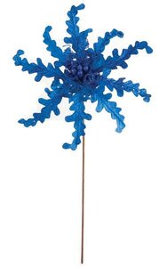15 inches Velvet Poinsettia with Sequins - Blue
