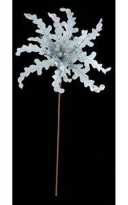 15 inches Velvet Poinsettia with Sequins - Light Blue