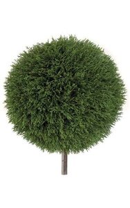 Outdoor Plastic Cedar Ball Topiary - Steel Pole Base