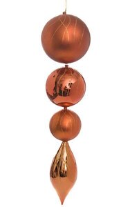 18 inches Plastic Shiny/Matte Finial Drop - Glittered Pattern - Copper/Gold