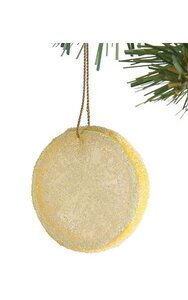 2 inches Sugared Lemon Slice Ornament - Yellow