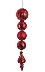 20 inches Ball Finial Ornament - Shiny - Red