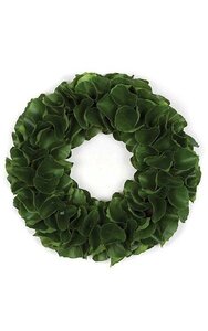 20 inches Plastic Leaf Wreath - 16.5 inches Foam Base  - Green