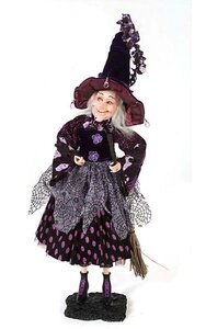 22.5 inches Standing Purple Hooka Witch- Purple/Black