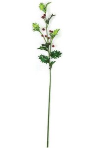 22 inches Acrylic Holly Spray -12 Red Berries - 3.5 inches Width - Tutone Green