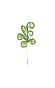 22 inches Plastic Glittered Curly Spray x 6 - 28 inches OAL - 11.5 inches Stem - Green