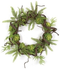 24 inches Plastic Succulent Twig Wreath - Brown Twig Frame - 14 inches Inside Diameter