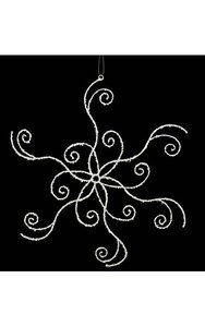 24 inches Wire Glittered Snowflake Ornament - White/Silver