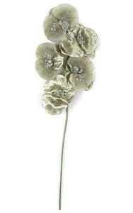 27 inches Glittered Orchid Spray - 5 Sage Green Flowers