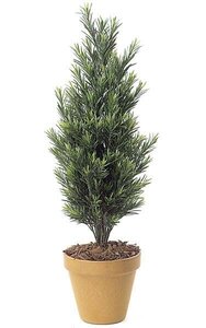 3 Foot Tall  Outdoor Podocarpus Bush - Synthetic Trunk - 19 inches Width - Tutone Green