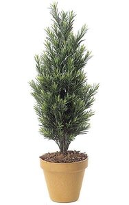 3 Foot Tall  Outdoor Podocarpus Bush - Synthetic Trunk - 19" Width - Tutone Green