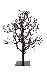 Glittered Twig Christmas Tree with Metal Stand - Branches Unassembled - Black