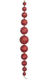 31.5 inches Foam Glittered Ball Chain Ornament - String Both Ends - Red
