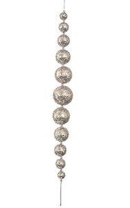 31.5 inches Foam Glittered Ball Chain Ornament - Silver with Pink Tones