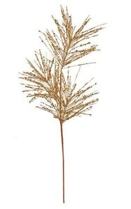 34 inches PVC Glittered Pine Needle Spray - 3 Tips - Gold