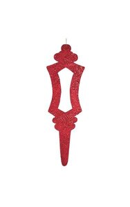 36 inches Fiberboard Glittered Flat Finial Ornament - Red