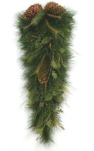 36 inches Sugar Pine Teardrop with Pine Cones/Green Berries/Juniper Berries/Laurel Leaves
