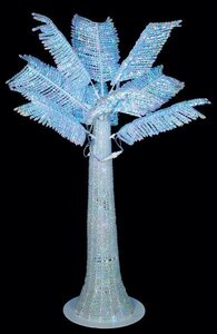 4 feet Acrylic Palm Tree - 9 Fronds - 2,700 Multi-Colored 3mm LED Lights - 7 Colors - Remote and Adaptor Included