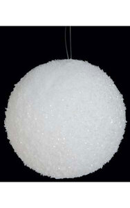 5 inches Styrofoam Snowy Ball Ornament - White