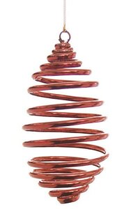 5 inches Plastic Wire Spring Oval Finial Ornament - Red