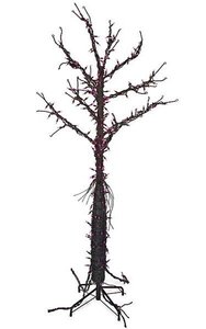 6 feet Ghost Tree - Black Tips - 250 Purple Indoor Lights - 38 inches Width