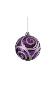 6 inches Glitter Ball Ornament - Purple