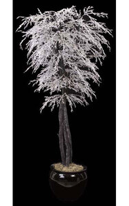 6 feet Down Swept Ice Christmas Tree - White - Painted Natural Trunk