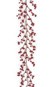 6 feet Plastic Lacquered Ilex Berry Garland - Mixed Red