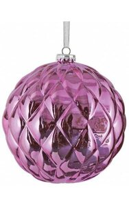 6 inches Grid Ball Ornament - Pink