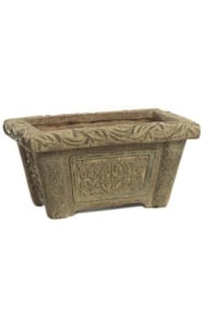 Fiberglass Footed Rectangular Pot - Cream/Stone