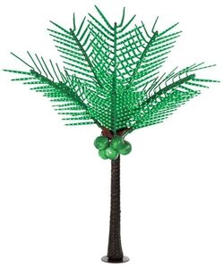 7 feet Coconut Palm Tree - Synthetic Trunk - 1,592 Green LED Lights - 9 Lighted Fronds 9 Plastic Green Coconuts - Metal Base
