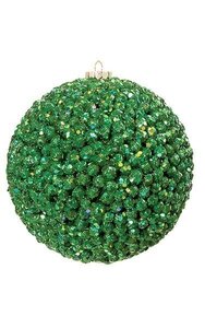 7 inches Foam Glittered Ball Ornament - Green