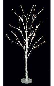 8 feet LED Birch Tree - 144 White 5 mm LED Lights - Adapter Included - Metal Base Plate